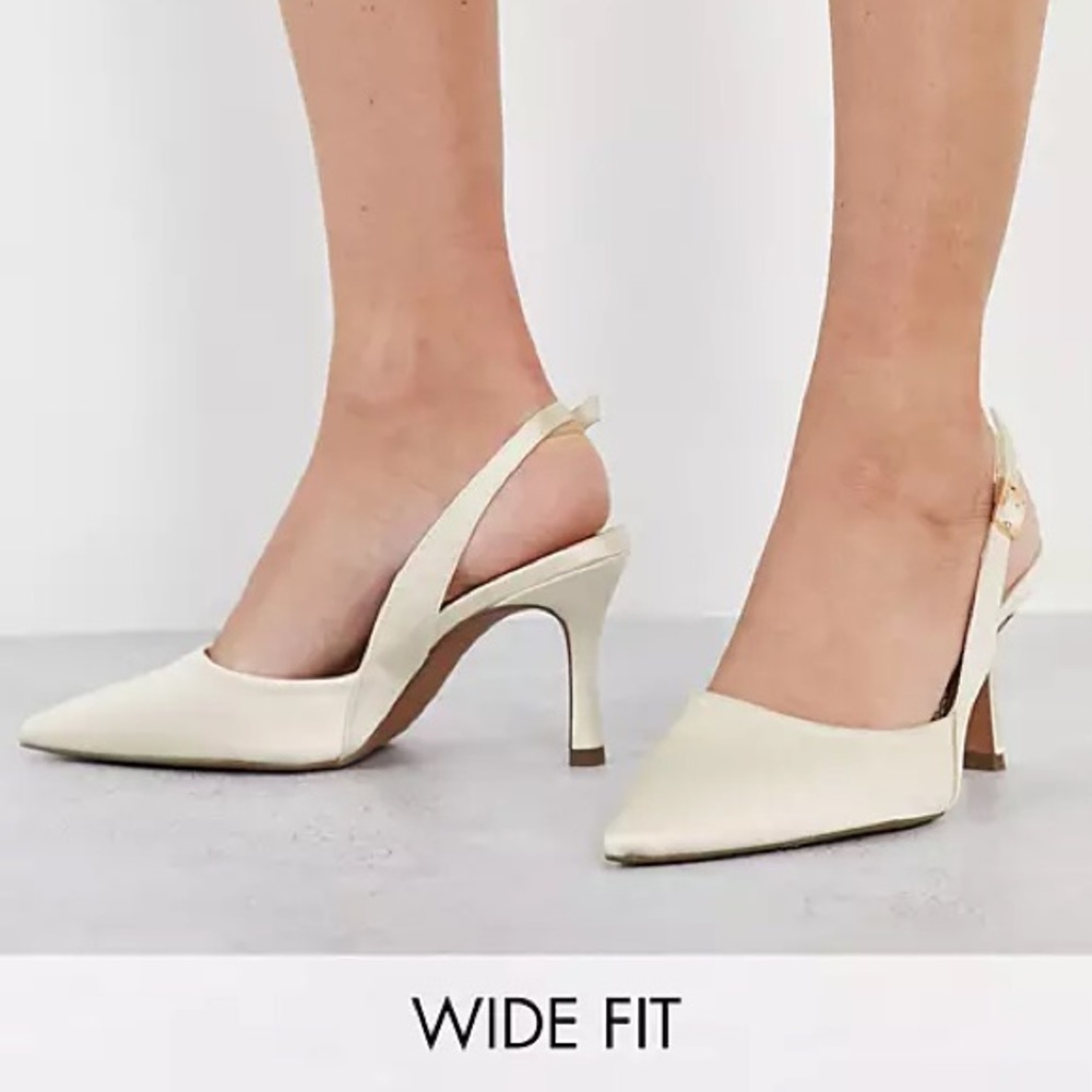 ASOS DESIGN Wide Fit Samber slingback stiletto heels in ivory